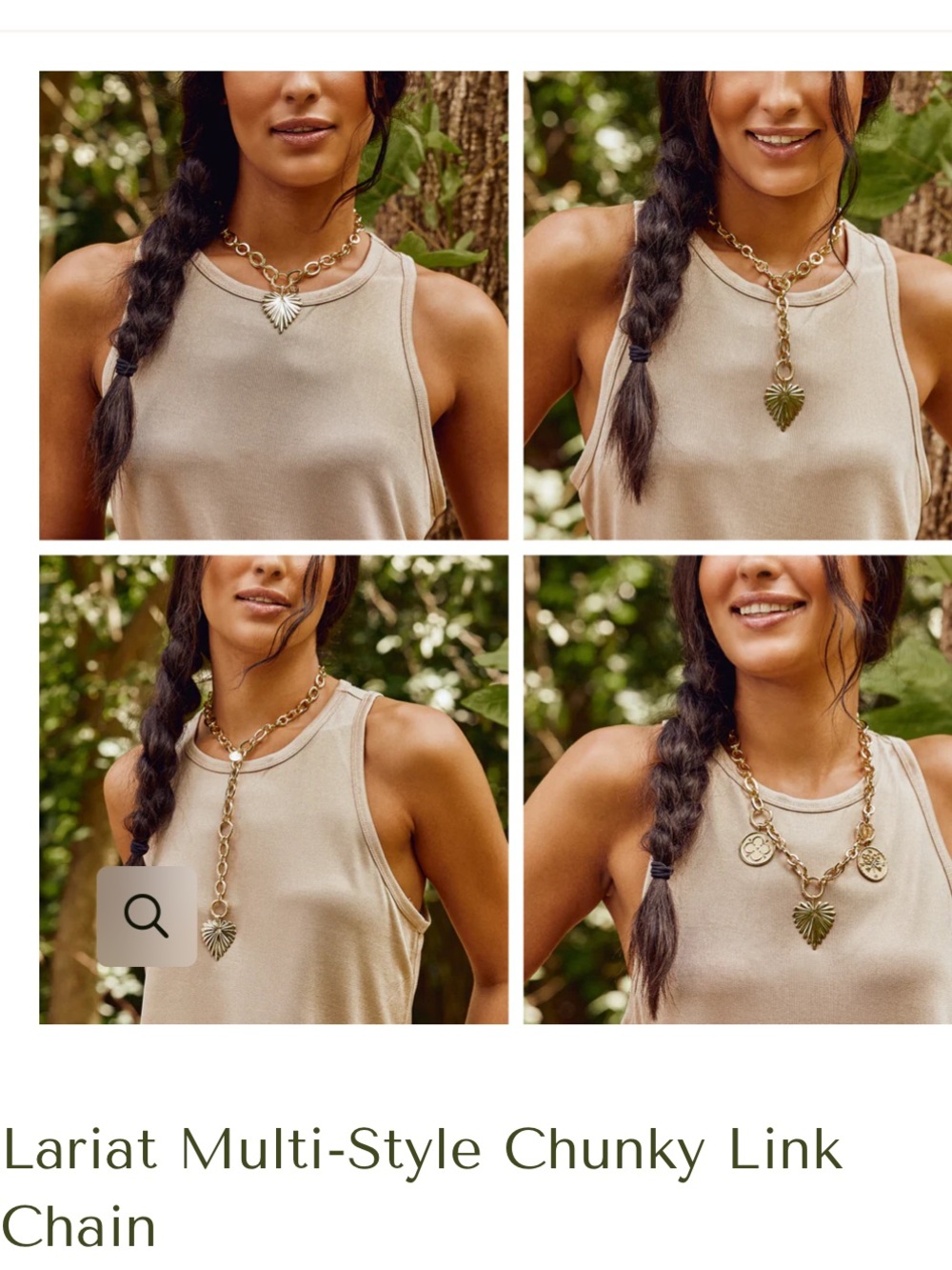 Adjustable Gold Lariat Chunky Link Necklace